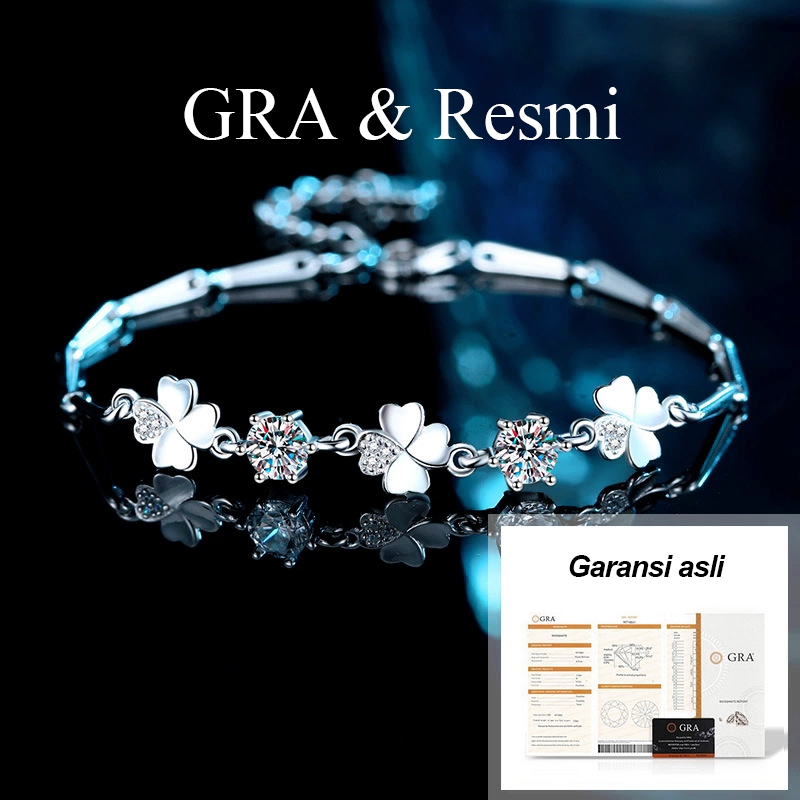 Gelang Berlian - Kado Lamaran Pernikahan, Ulang Tahun, Gelang Berlian Semanggi Empat - Jaminan Keasl