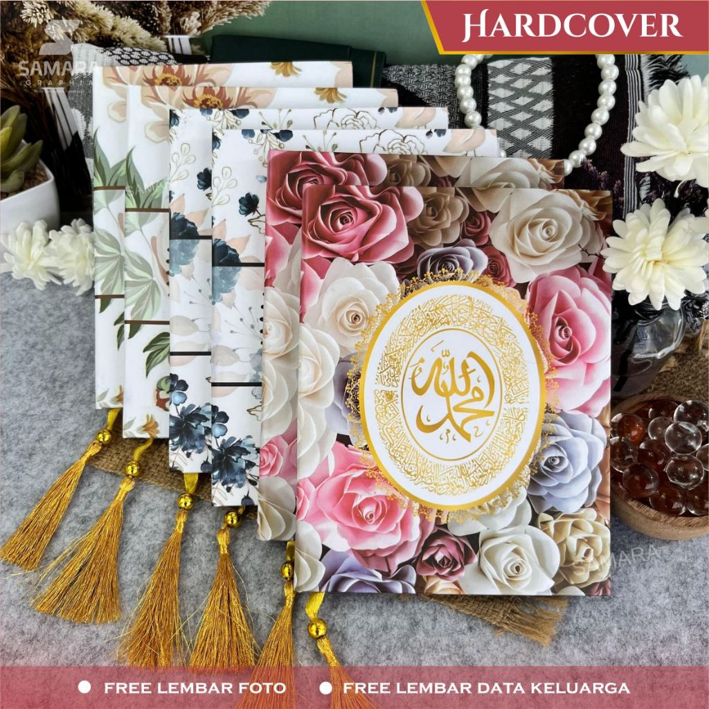 Buku yasin dan tahlil hardcover custom bunga lengkap 40 100 1000 harian NON EMBOS BUNGA SHAFA