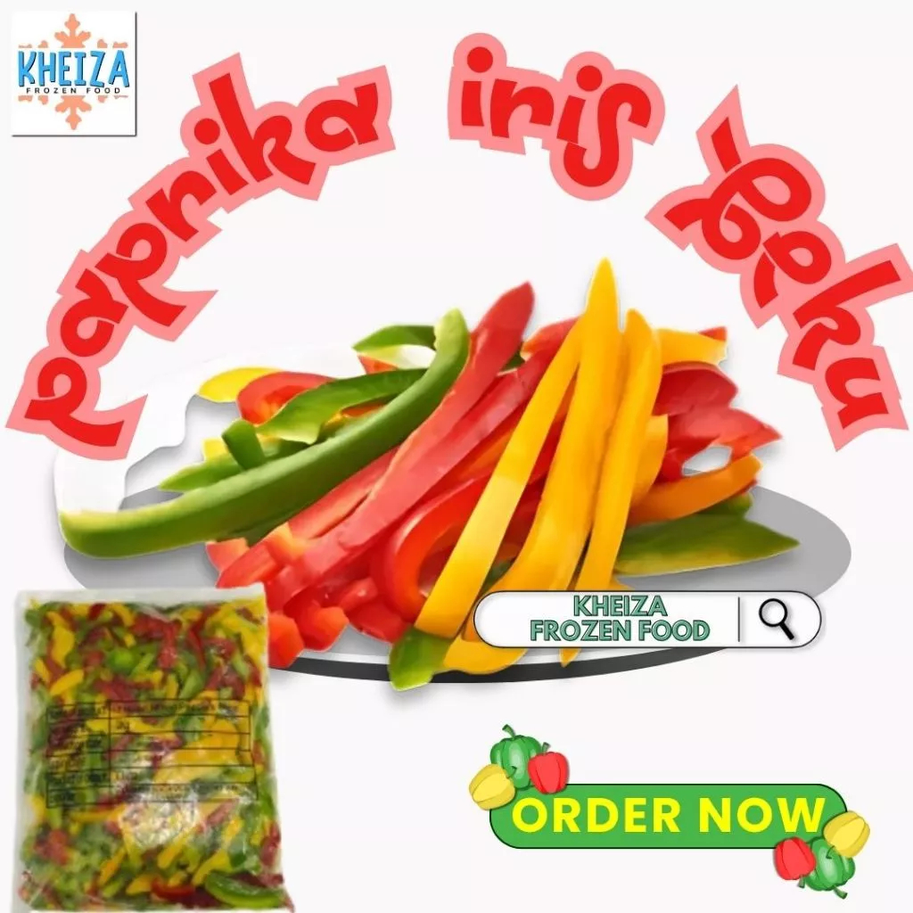 

MIX PAPRIKA IRIS 1kg - Frozen Mixed Bell Pepper Sliced Sayur Beku - Kheiza Frozen