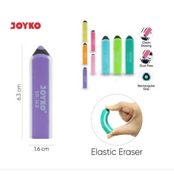 

Penghapus Pensil Jumbo Eraser Joyko ER-143 Motif Pensil Tinggi 6.3 cm Warna Stabilo Grip Segitiga Cocok Untuk Anak Belajar Menulis