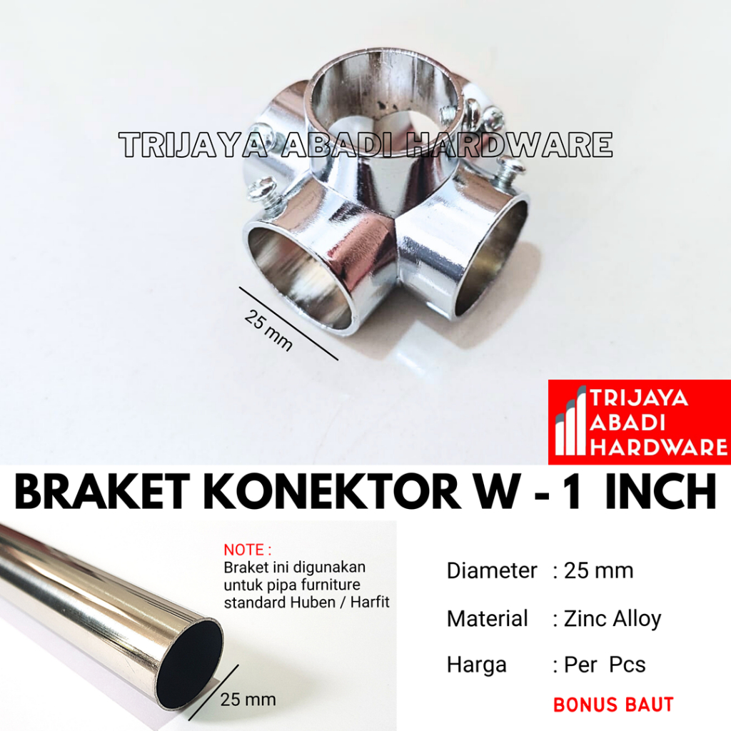 Braket Pipa Konektor W (5 Titik) Pipa Bulat 1 Inch (25mm)