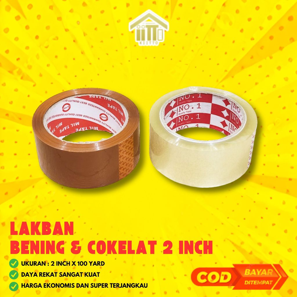 

LAKBAN BENING DAN COKLAT 2 INCH 100 YARD TERMURAH / LAKBAN 2 INCH X 100 YARD / LAKBAN 45 MM X 100 YARD / LAKBAN KUALITAS DAIMARU TERMURAH DAN TERBAIK