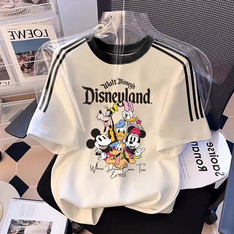 XZHAINV Kaos lengan pendek cetak Mickey Mouse wanita Korea/pakaian wanita lengan pendek putih/versi 