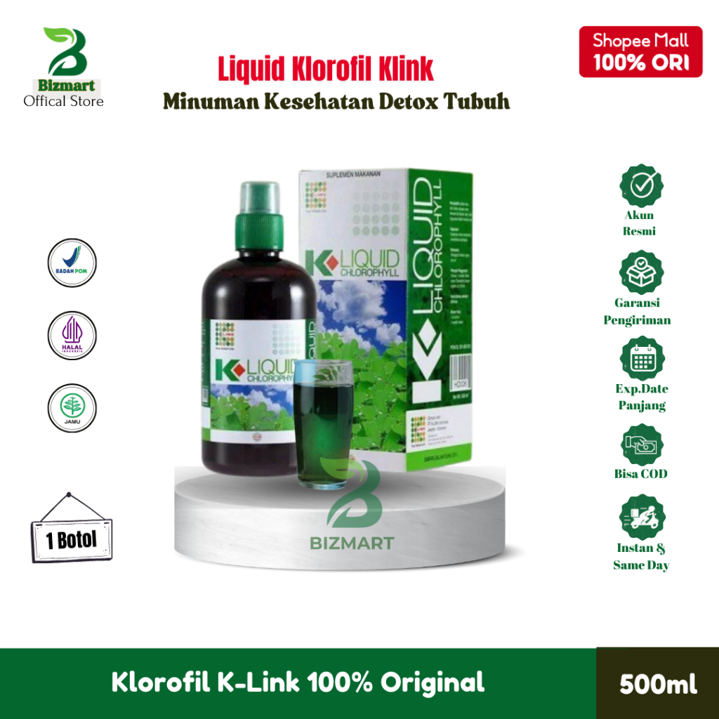 

Klorofil Klink Minuman Kesehatan Detox Tubuh K-Liquid Chlorophyll K Link Original BPOM 500ml