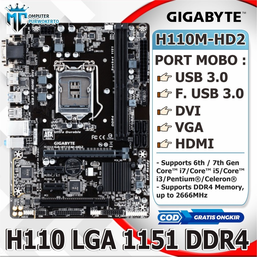 Mobo Mainboard Intel H110 Lga 1151 DDR4
