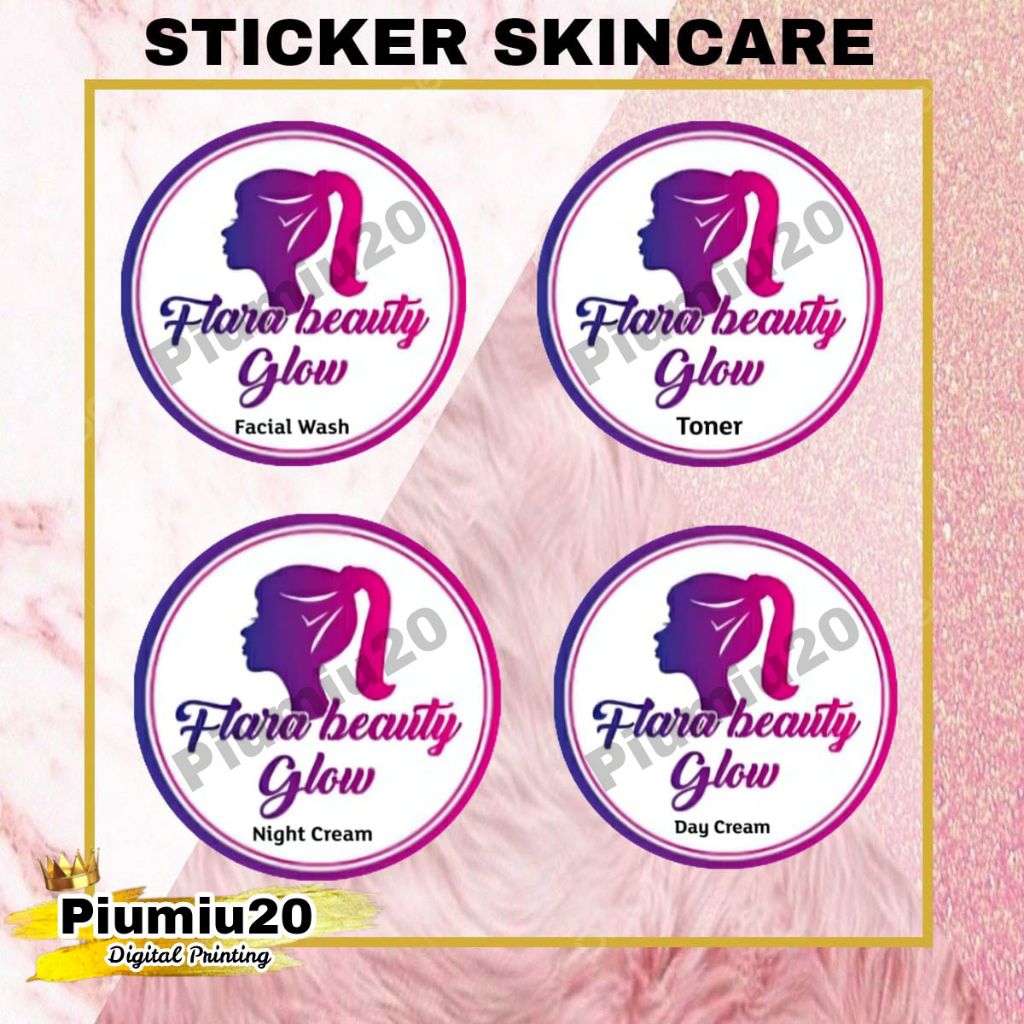 

STIKER PRODUK SKINCARE TONER / DAY CREAM / NIGHT CREAM MOTIF UNGU BISA CUSTOM TULISAN DLL