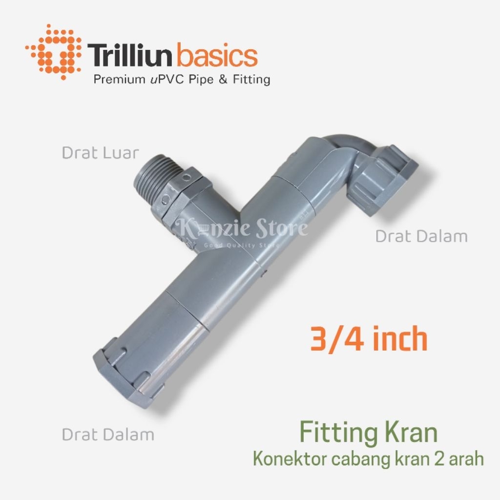 TRILLIUN 3/4 Inch Konektor Sambungan Cabang Kran 2 Arah Fitting Kran Drat Dalam