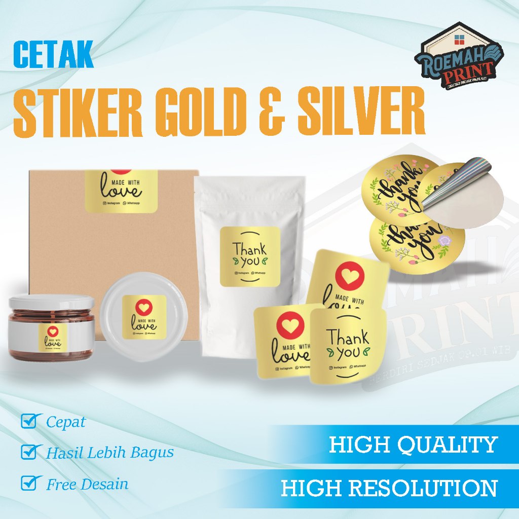 Stiker Gold Label Makanan Cap - Tolpes - Pouch -Botol - Cetak Express SEHARI JADI