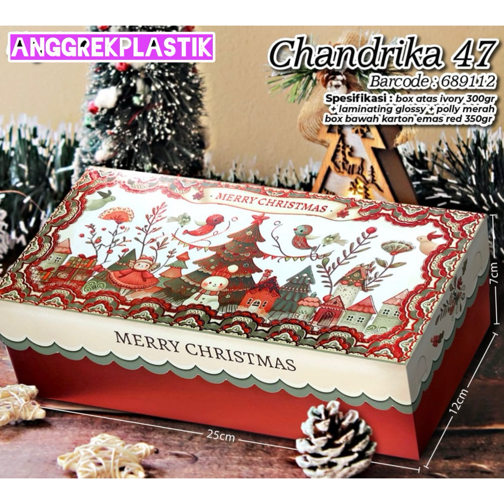 

dus box kue tema natal Christmas 12x25x7
