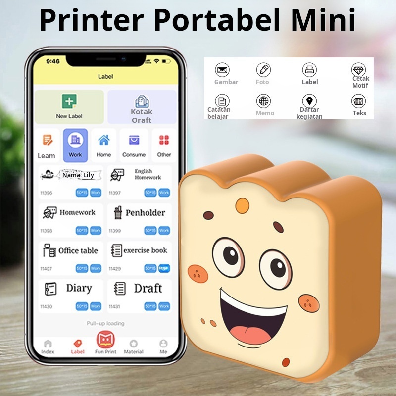 Printer label foto ponsel siswa portabel kecil siswa salah pertanyaan bluetooth printer pencarian fo