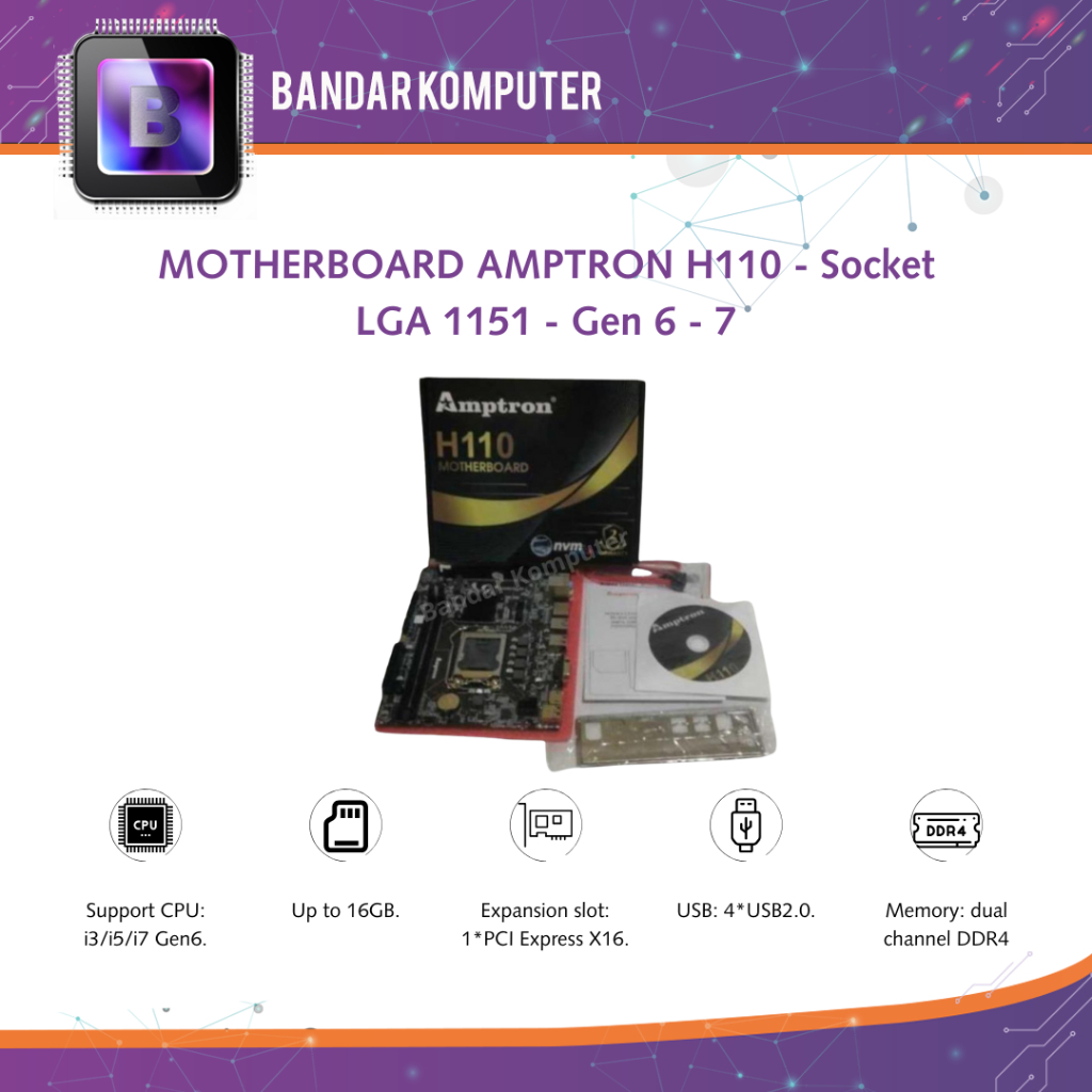 MOTHERBOARD AMPTRON H110 NVME SOCKET LGA 1151 DDR4 NVME