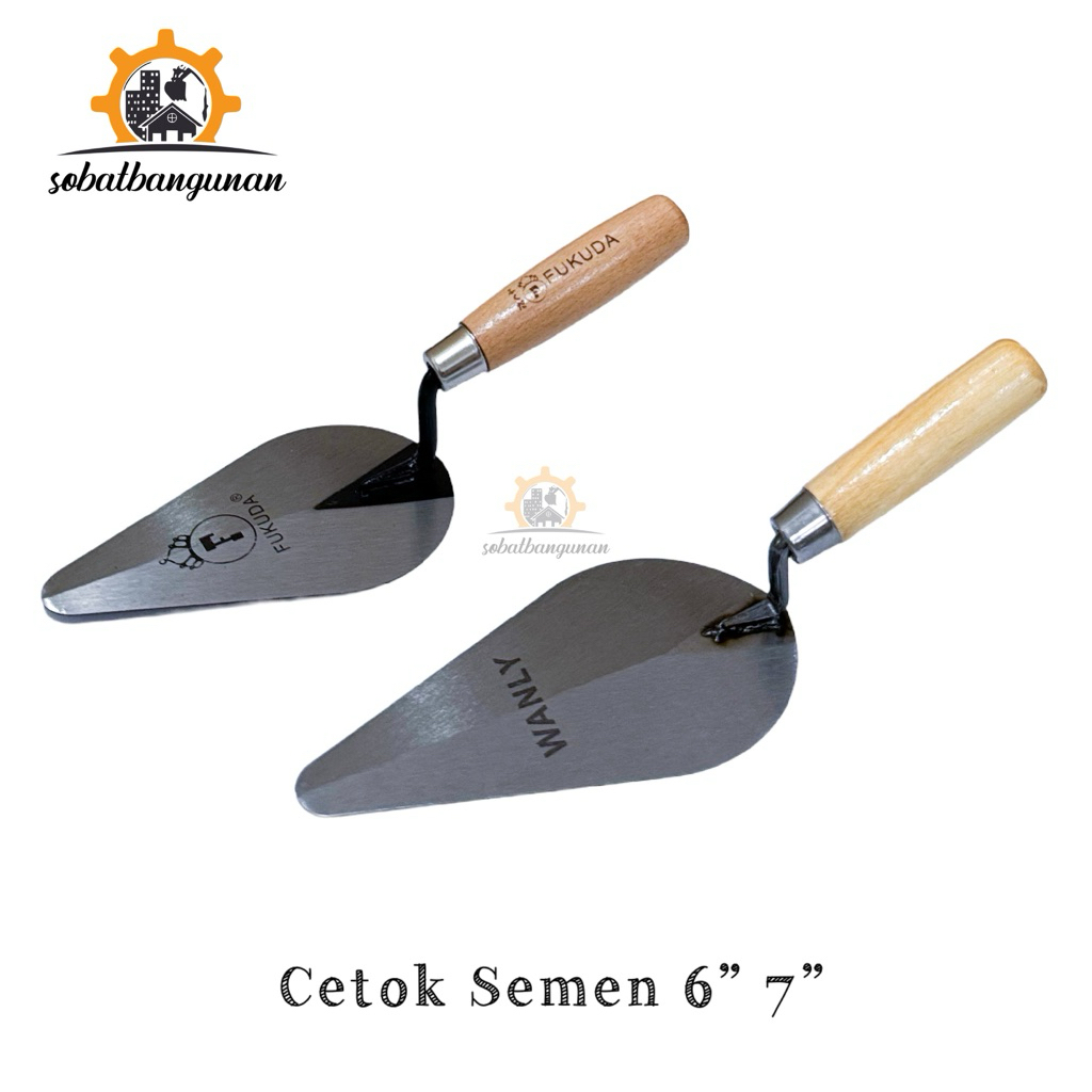 Cetok Semen 6” 7” CARBON STEEL Lancip FUKUDA atau WANLY / Sendok Semen