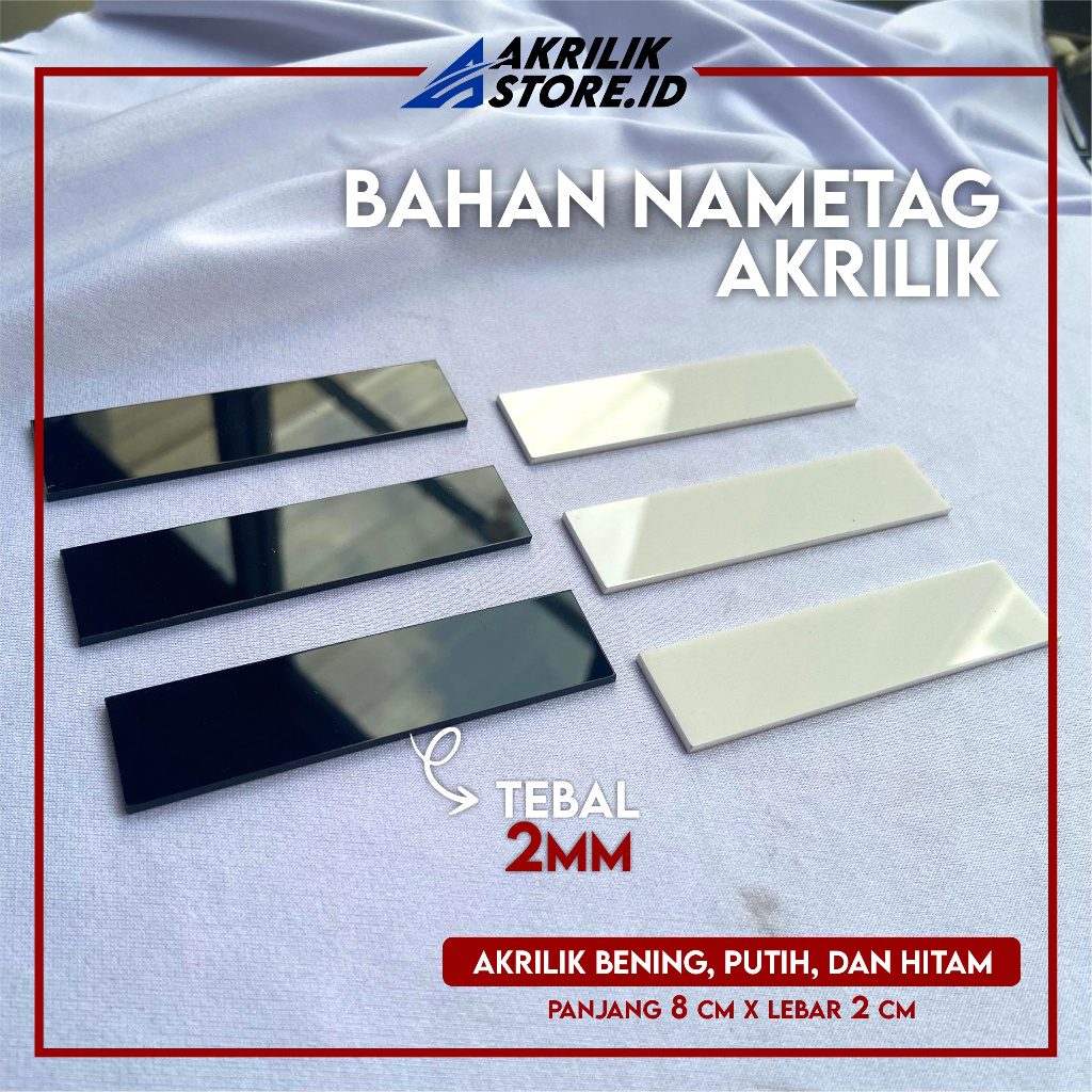 

Bahan Papan Nametag Akrilik 8cmx2cm Tebal 2mm