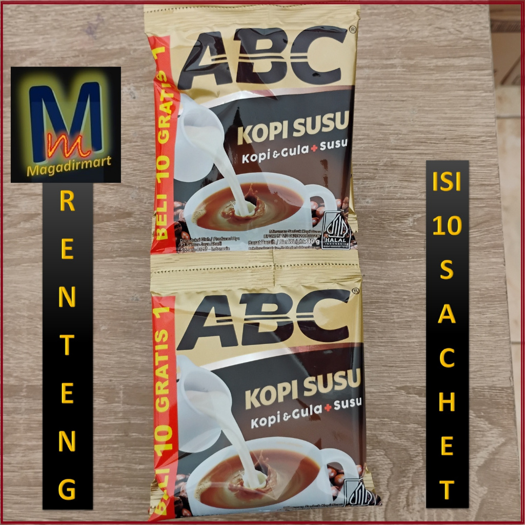 

Kopi ABC Susu 1 Renteng Isi 10+1 Sachet @30g Eceran