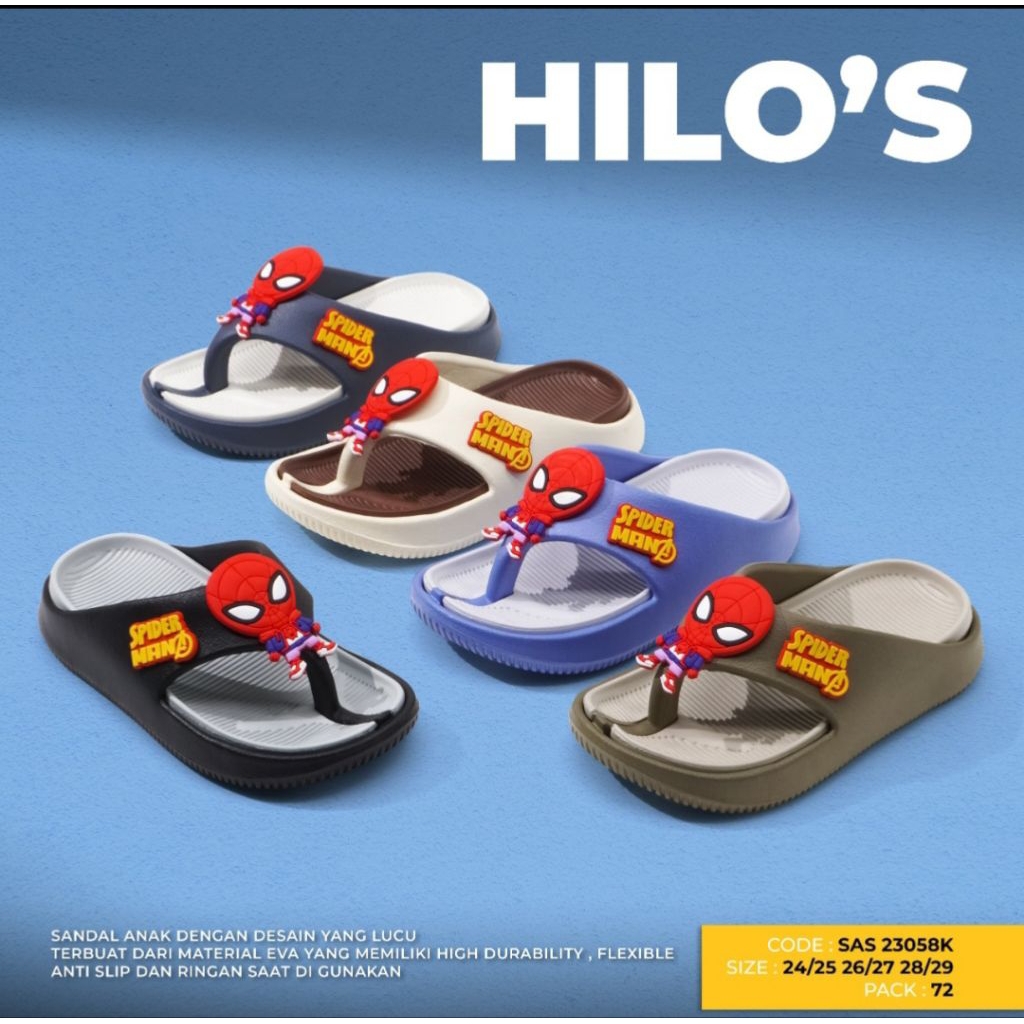 Sandal Jepit Anak Laki Laki Spider Usia 3 4 5 Tahun Hilo