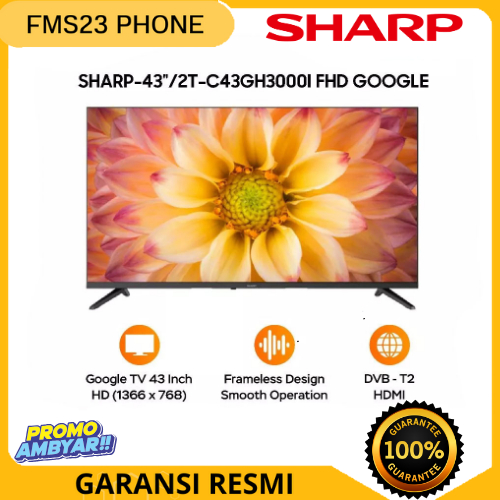 Google TV SHARP 2T-C43GH3000i LED Smart Full HD Android 43GH 43Inch 2K Garansi Resmi