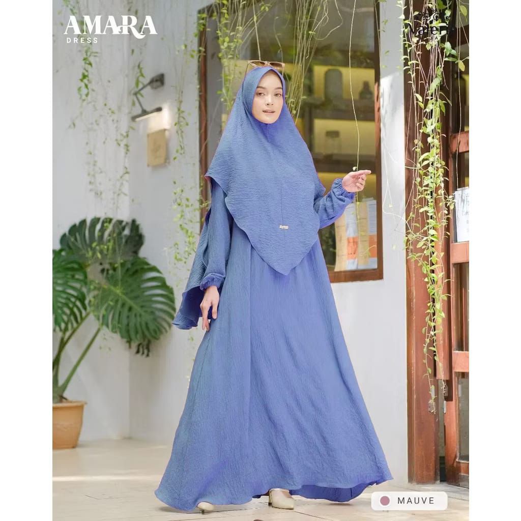 GAMIS AMARA ONE SET HIJAB BAHAN CRINKLE PREMIUM