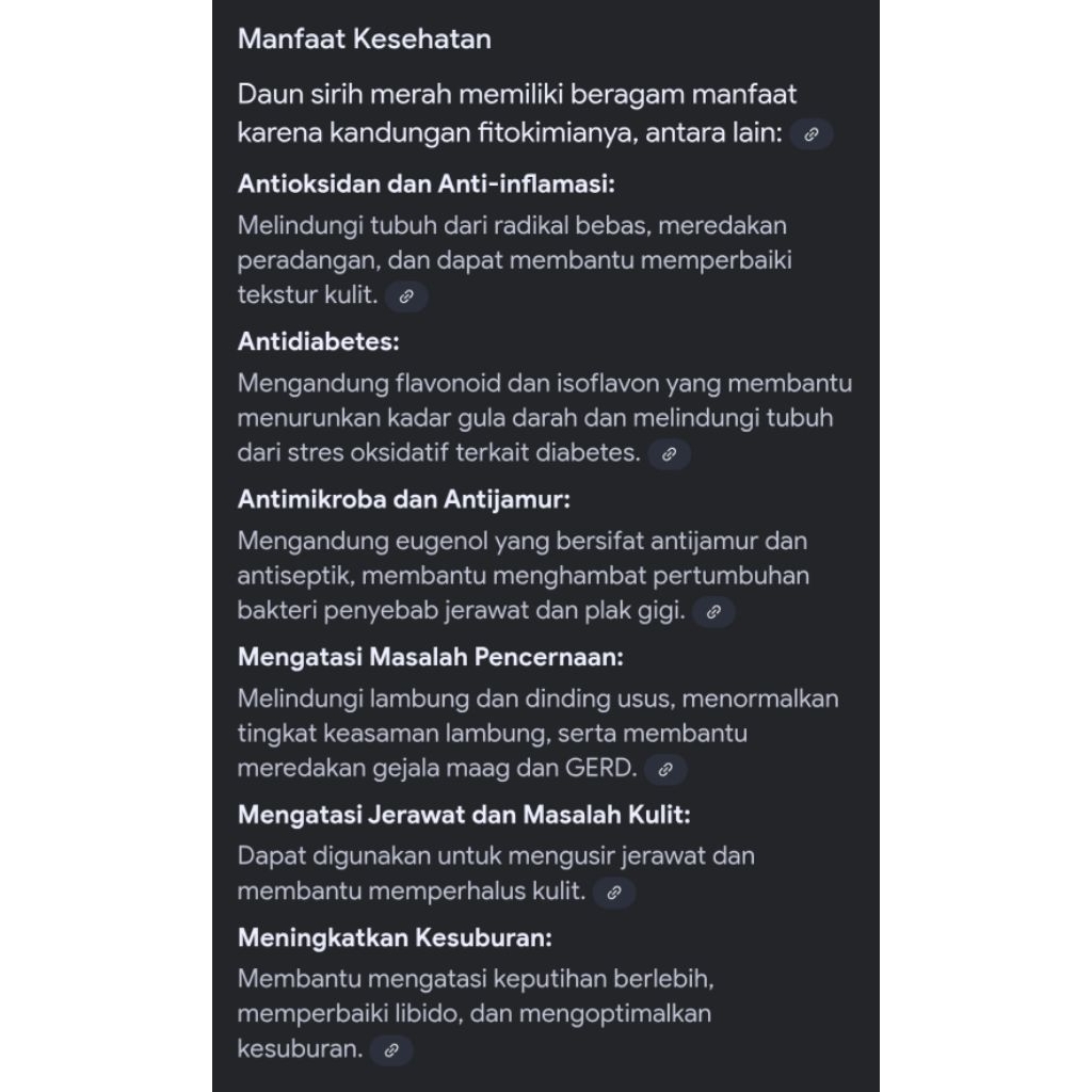 

daun sirih merah segar