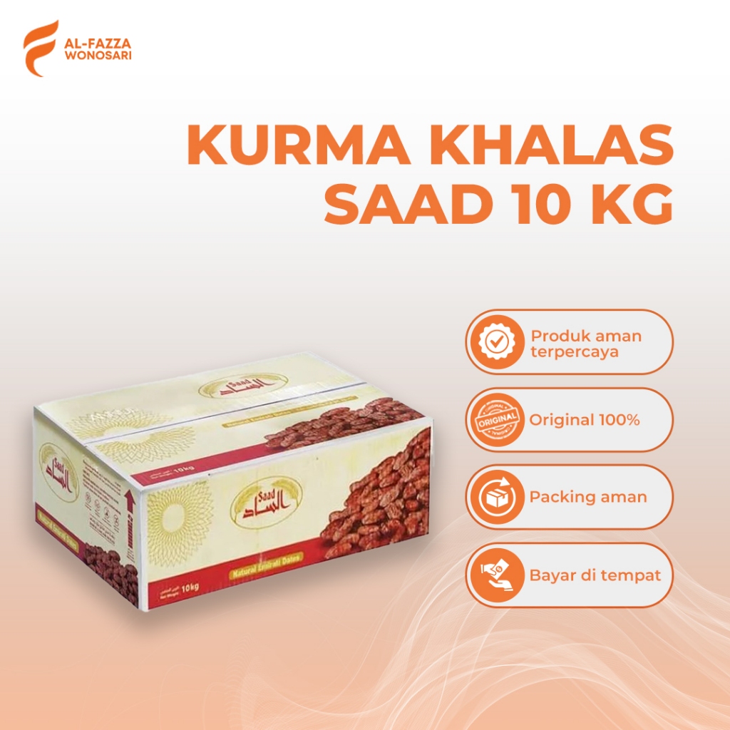 

Kurma Khalas Saad 10 kg Kemasan Dus Premium Berkualitas - Rasa Legit, Hemat, Berkualitas