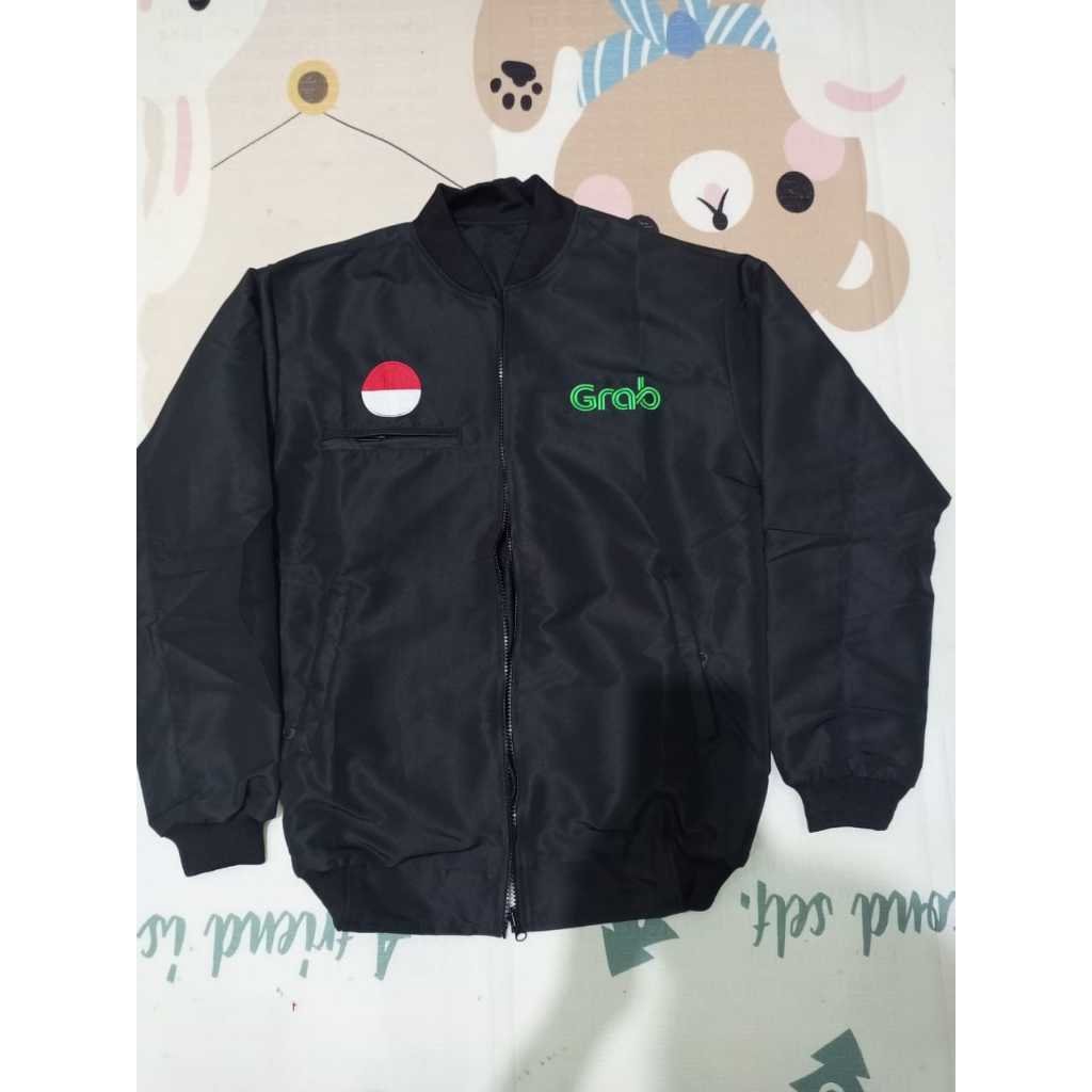 JAKET GRB ITEM + HITAM POLOS JAKET BOLAK BALIK ANTI KOTOR MURAH READY SIZE M-6XL