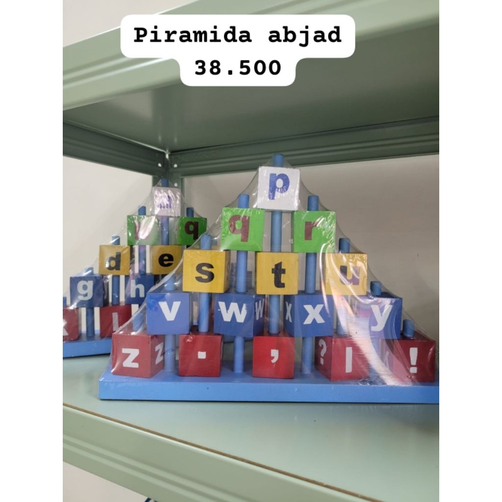 Mainan Edukasi Piramida Balok Huruf Balok Susun Huruf Piramida