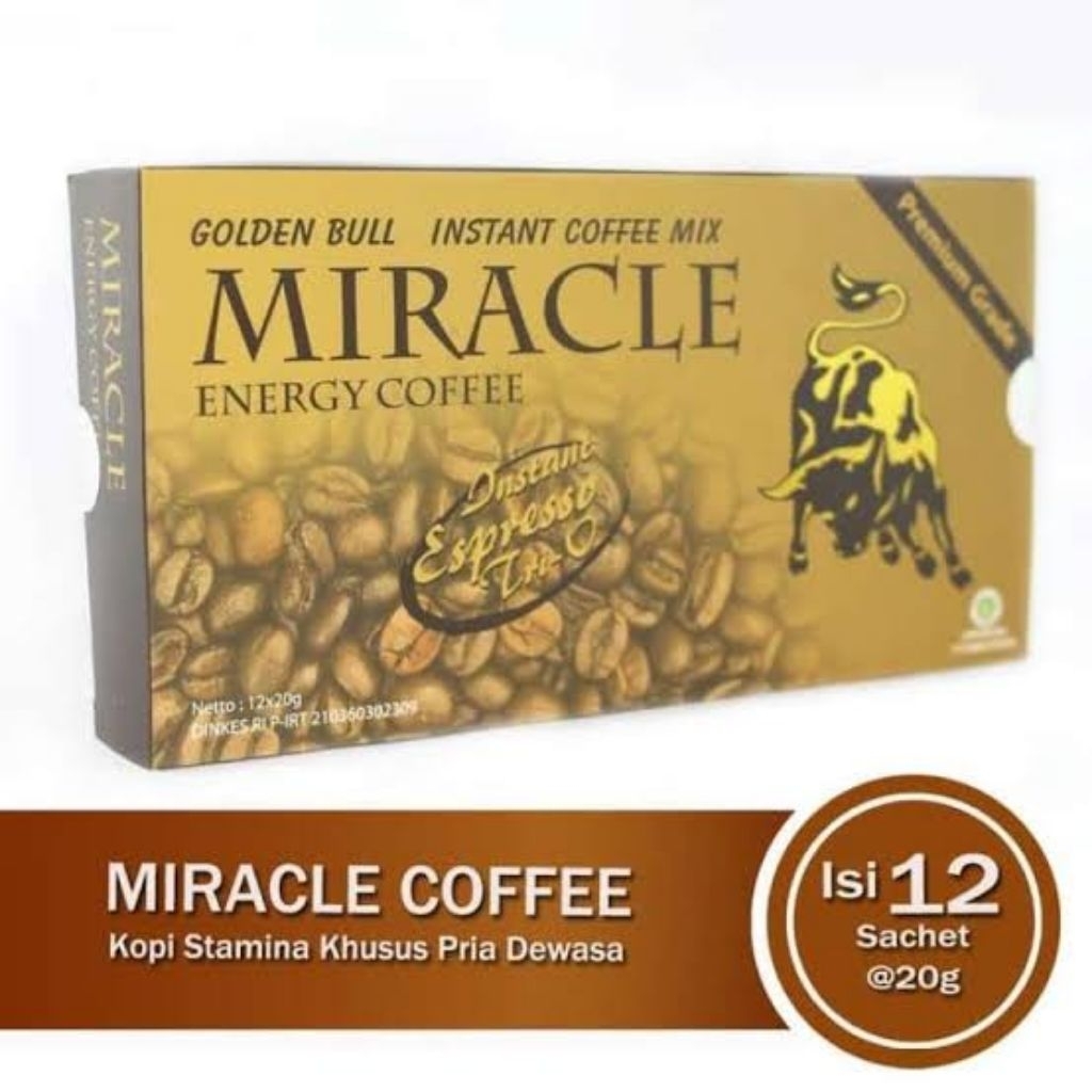 

Golden Bull Miracle Energi Kopi - Kopi Peningkat Energi - Coffee, Susu Isi 12 Sachet @20g Kopi Stamina Khusus Pria Dewasa