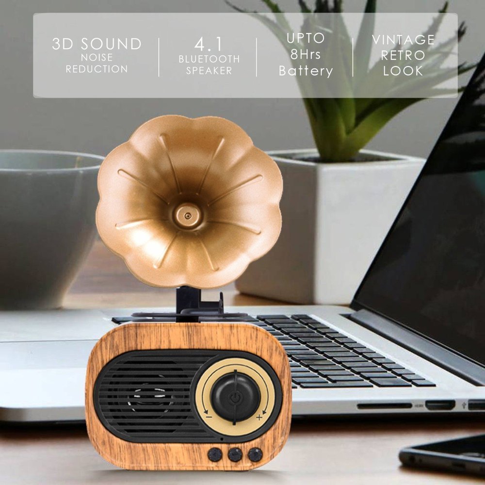 Bluetooth Speaker Box Musik Gramophone Mini | Speaker Bluetooth Retro Portable Classic Vintage