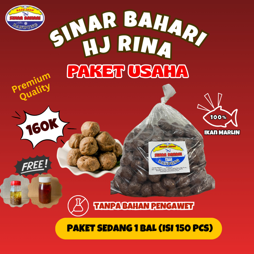 

Bakso Ikan Sinar Bahari – Paket Hemat Sedang 1 BALL 150 pcs Bakso Ikan Tuna 100% (Tanpa Pengawet)