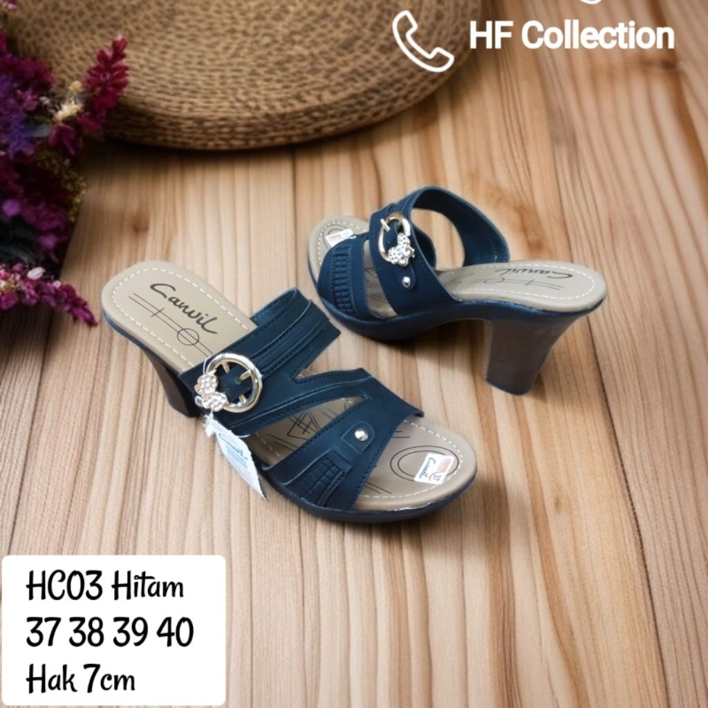 sandal hak wanita carvil bahan sintetis