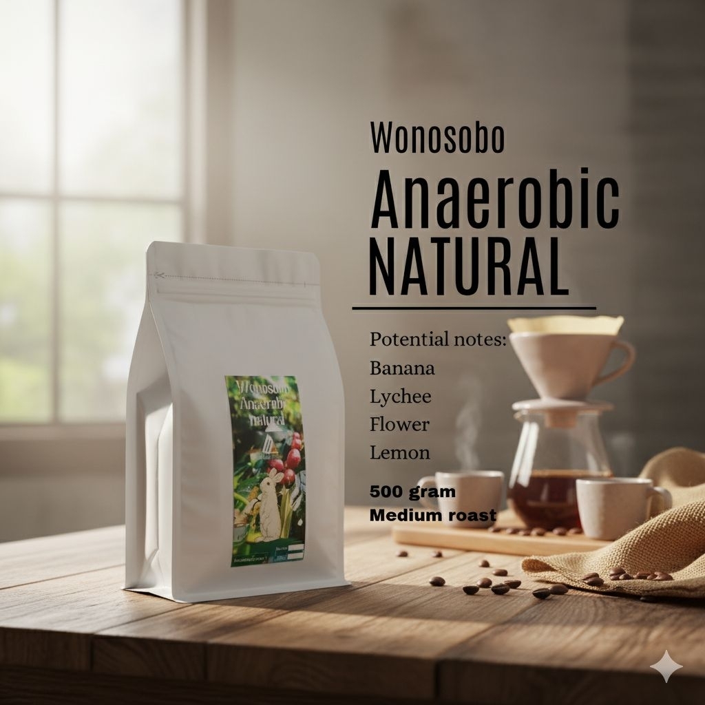 

Kopi Wonosobo Anaerobic Natural 500gr - Medium Roast - Biji Kopi Arabica slukatan