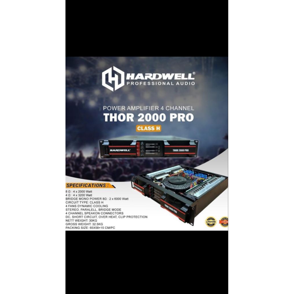 Power Amplifier Hardwell THOR-2000 PRO - 4x2000 Watt  Class  H Original