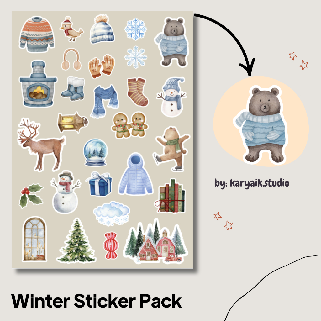

Winter Sticker Pack - Vinyl Aesthetic A6 | Stiker Planner, Laptop, Jurnal