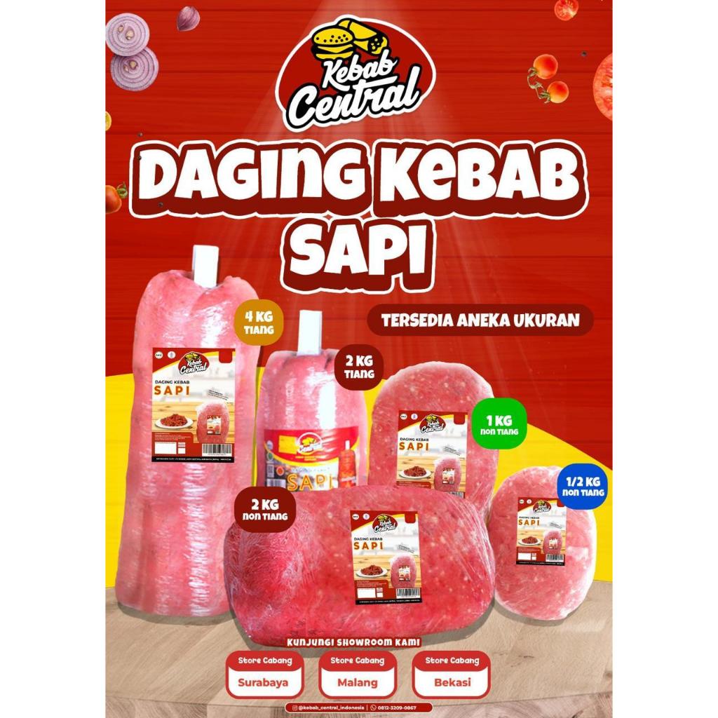 

DAGING KEBAB SAPI CENTRAL - 1/2 KG, 1 KG, 2 KG, 4 KG (PACKING ICE GEL)