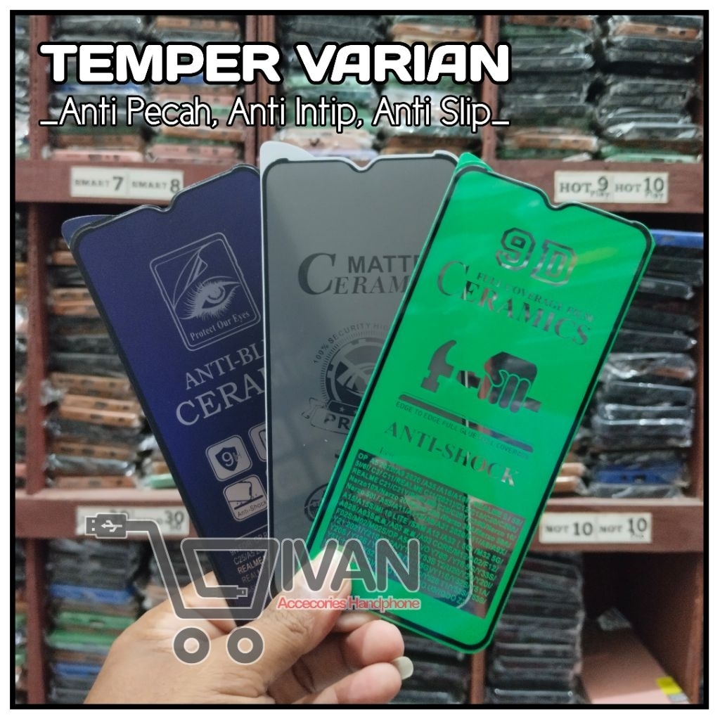 Temper Glass Spy Anti Intip / Blue Matte Anti Radiasi / Clear Bening Anti Slip / Silikon Bening Tran