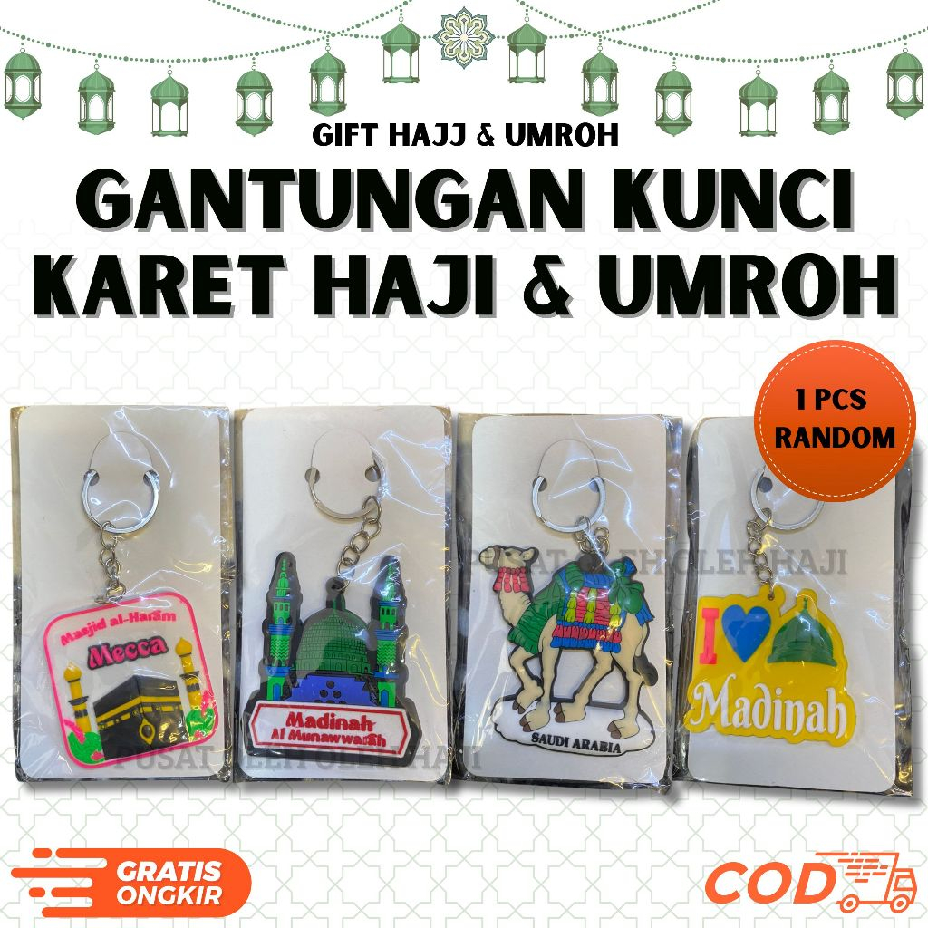 GANTUNGAN KUNCI KARET 1 PCS GANTUNGAN KUNCI RANDOM MOTIF UNTA MAKKAH MADINAH GANTUNGAN KUNCI PREMIUM