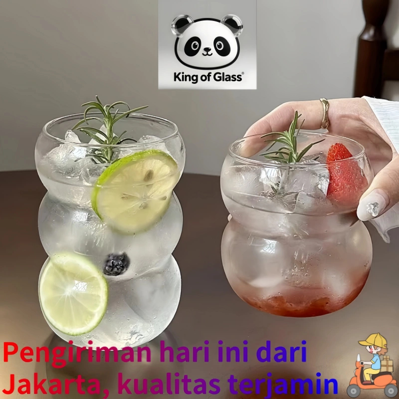 Gelas Kaca Gelas Matcha Gelas Kopi Gelas Tumbler Lucu Plus Sedotan Estetik Model Beruang Gelas Kopi 