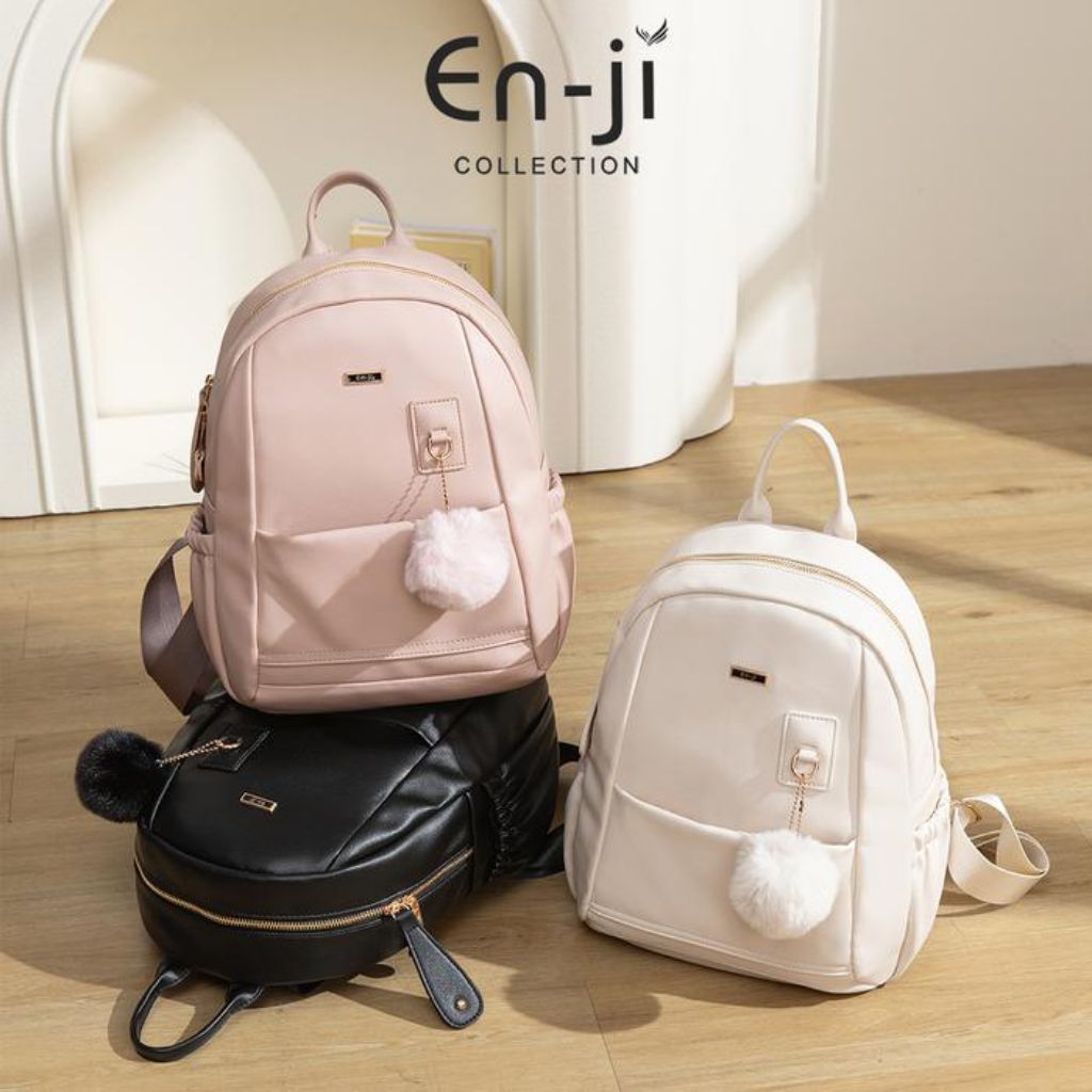 Enji En-ji Sowon Backpack Ransel Wanita Bahan PU Leather Muat Laptop 12 Inch