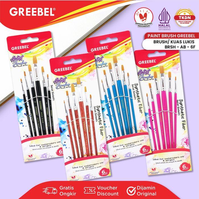 

Paint Brush Greebel Kuas Lukis Set Brush BRSH-AB-6F Flat [1 SET Isi 6]
