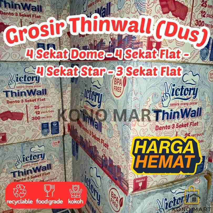 Kono Mart - Grosir Thinwall Bento Sekat (Dus) isi 12 Pack / Kotak Mika Bento Sekat 4 Bintang Datar D