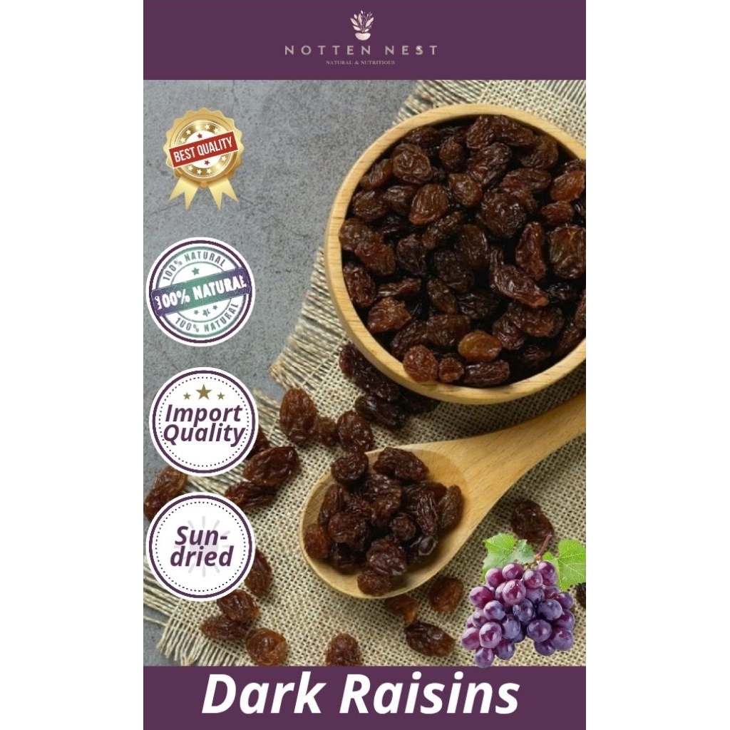 

Kismis Hitam 500gr/Dark Raisin 500 gr/Black Raisin Natural Unsweetened | Cemilan Sehat & Topping Baking | Kismis Kering untuk Baking,Granola & Snack Harian