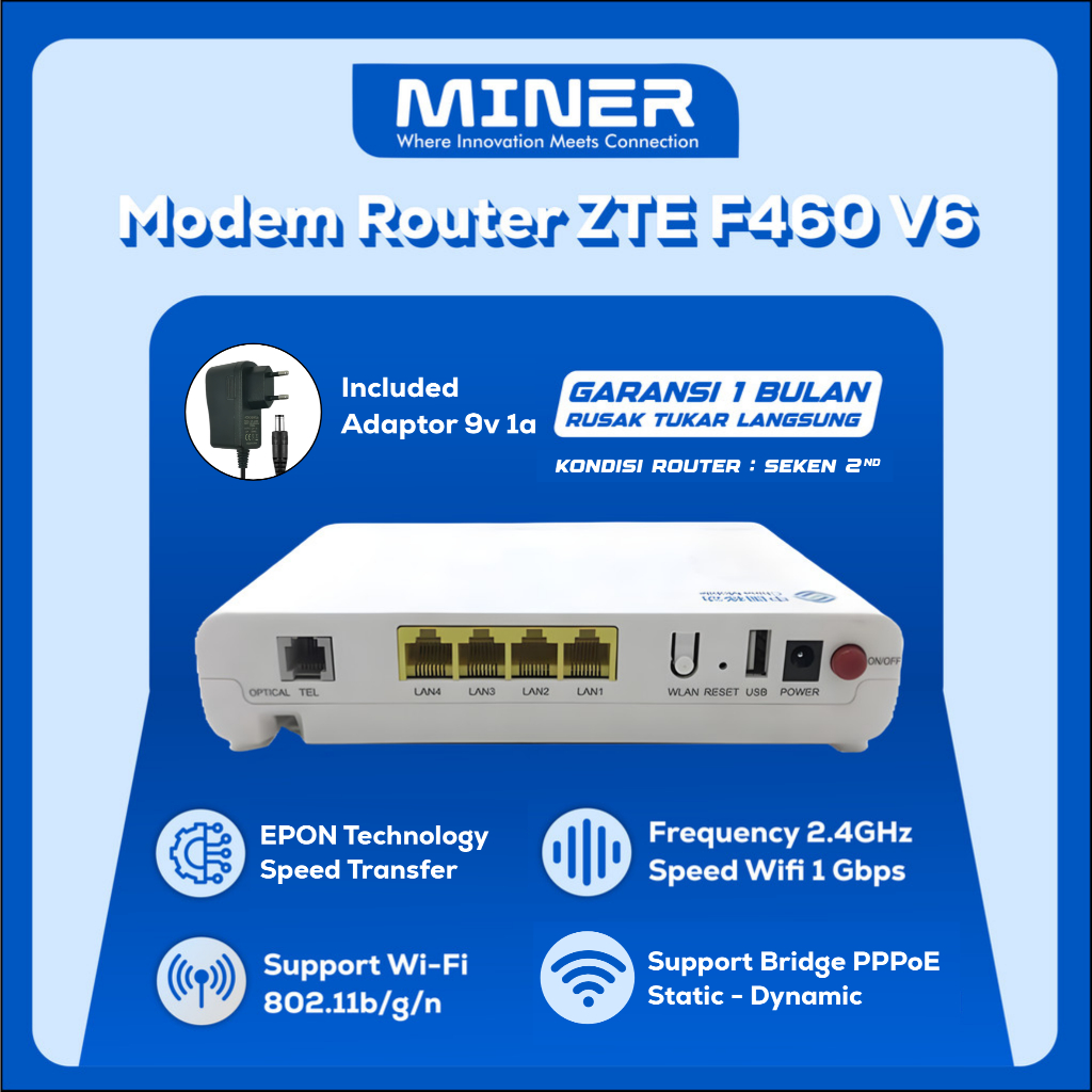Modem Router ZTE F460 V6 Support OLT Epon Fiber Optic FTTH