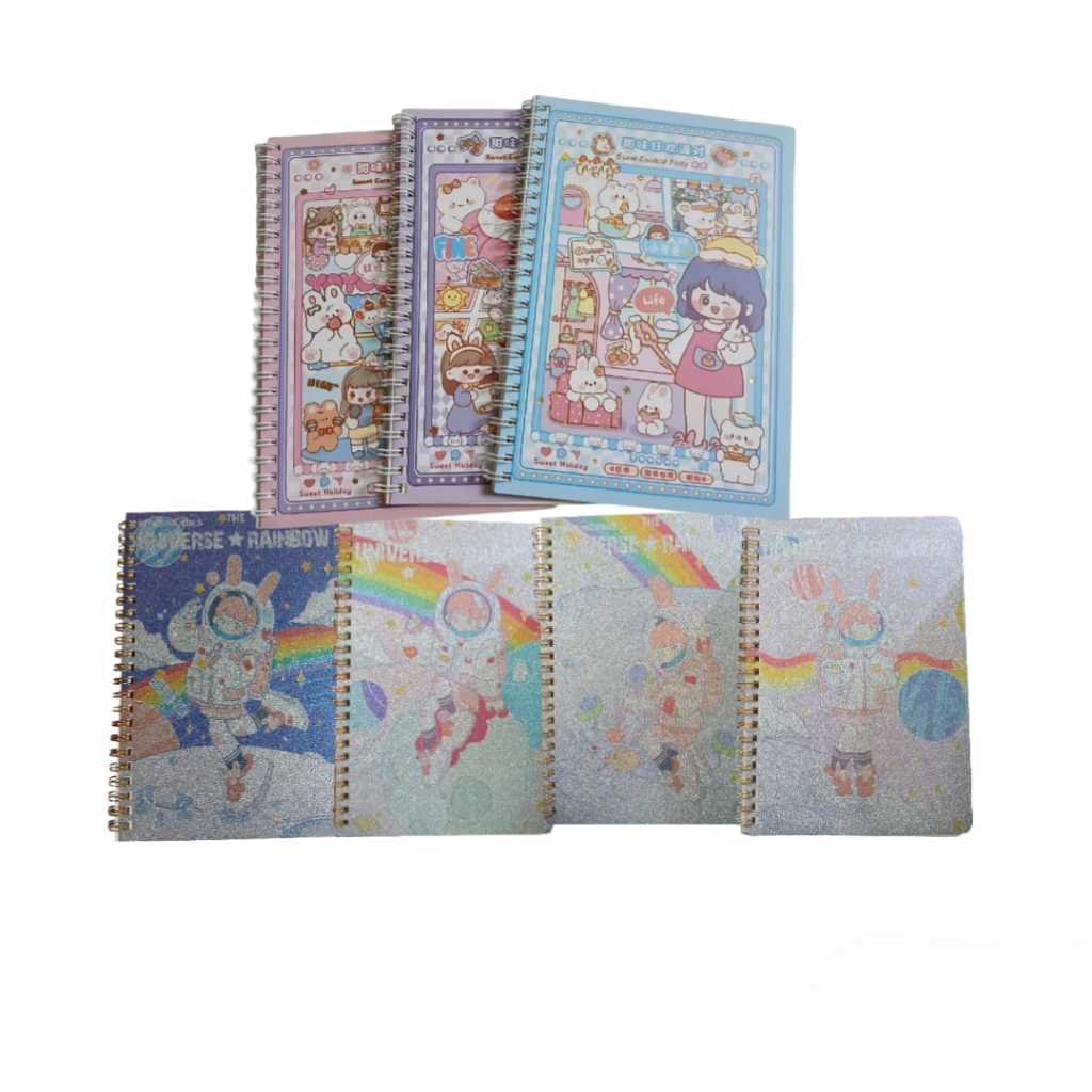 

Notebook Spiral / Ring Book / Buku Catatan Ukuran A5 Motif Cewe (Girl) / Astronot (Glitter)