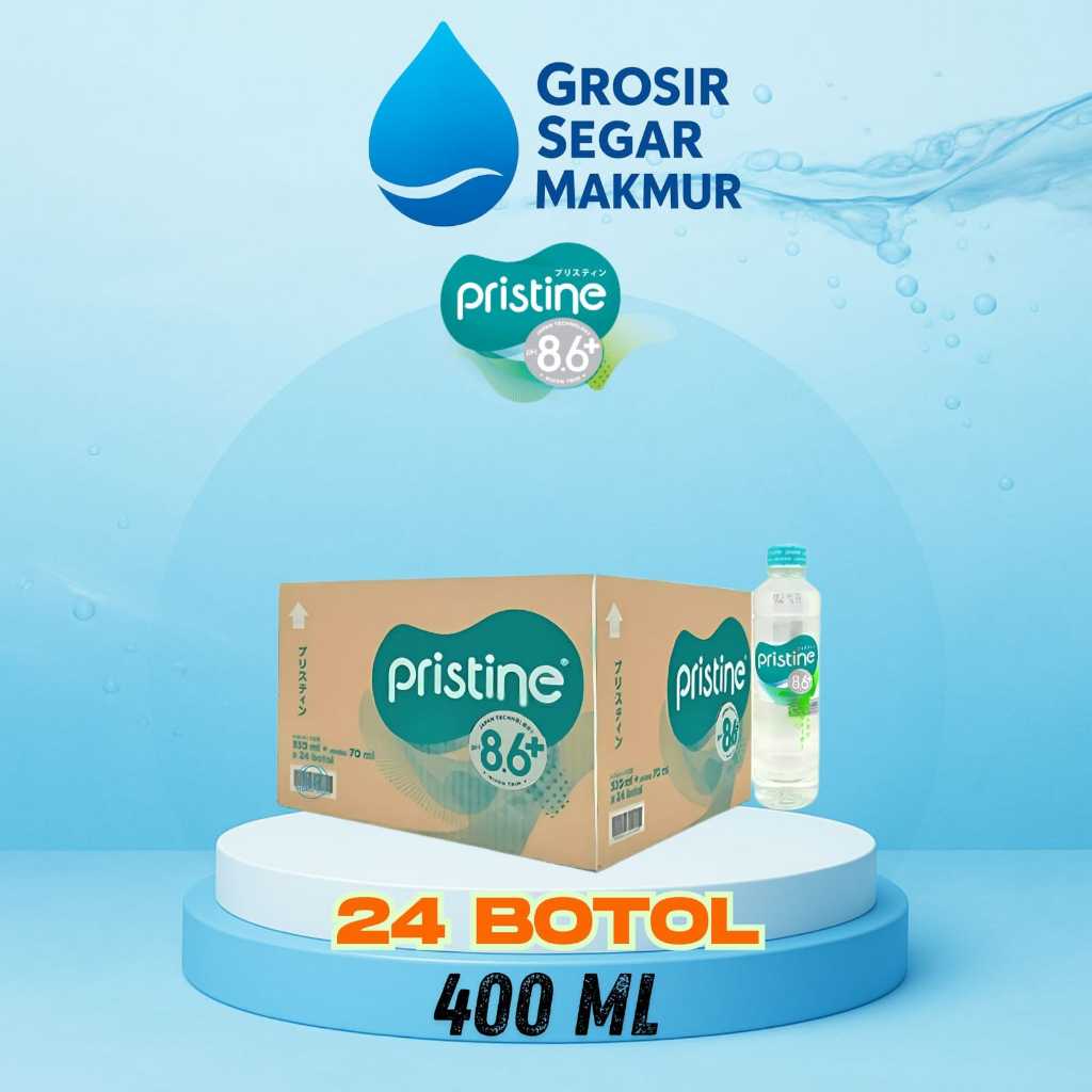 

PRISTINE Air Mineral botol Ph 8.6+ 400 ml (1 dus isi 24 botol)