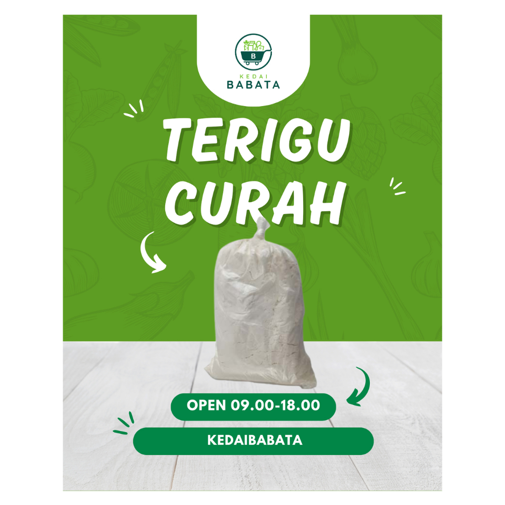 

Tepung Terigu Curah Eceran 1kg 500gr Lencana Merah Kedai Babata Padang