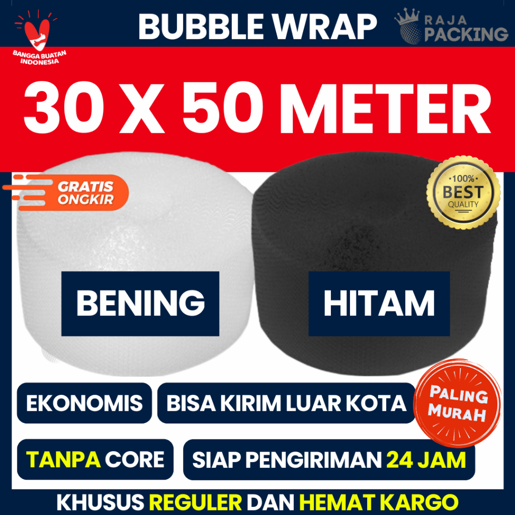 

(REG HEMAT KARGO) Bubble Wrap 30CM Hitam Bening Ekonomis Tebal