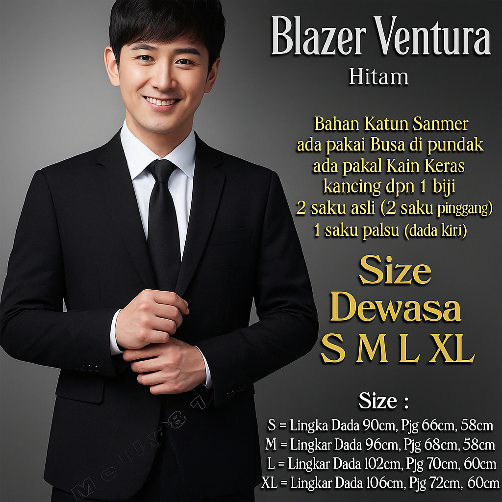 BPS COD Blazer / Jas Pria VENTURA hitam sanmer premium S M L XL ventu black formal busa kain keras