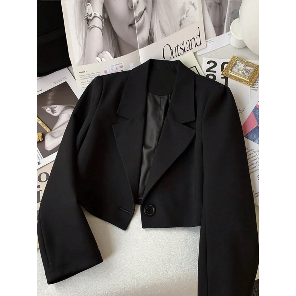 Blazer crop Korean Style/Atasan wanita blazer crop top katun lengan panjang MURAH PROMO DISKON/top c