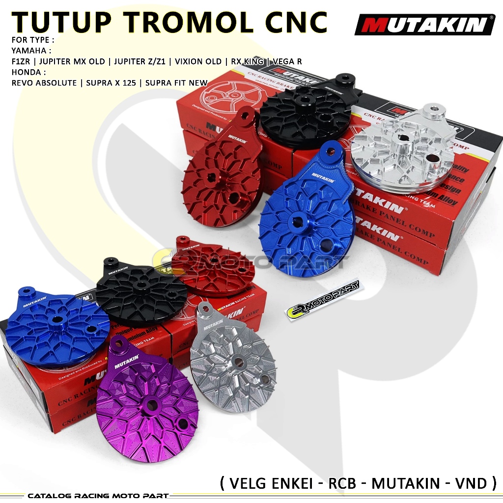 MUTAKIN tutup tromol CNC kampas belakang Fizr Vega Jupiter MX Old RX King Revo Absolute Supra X 125 