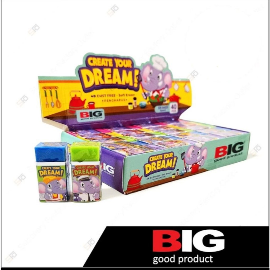 

Penghapus Warna Big Kecil ER-9403 design gambar karakter lucu dan unik varian warna - Putih