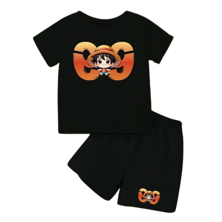 Setelan Luffy Anak Laki Laki dan Perempuan - Baju Onepiece -Baju Luffy 99 - Baju Angka Anak